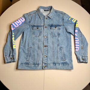 Pink Floyd Dark Side of the Moon 1973 Tour Denim Jacket Mens Medium Blue Graphic